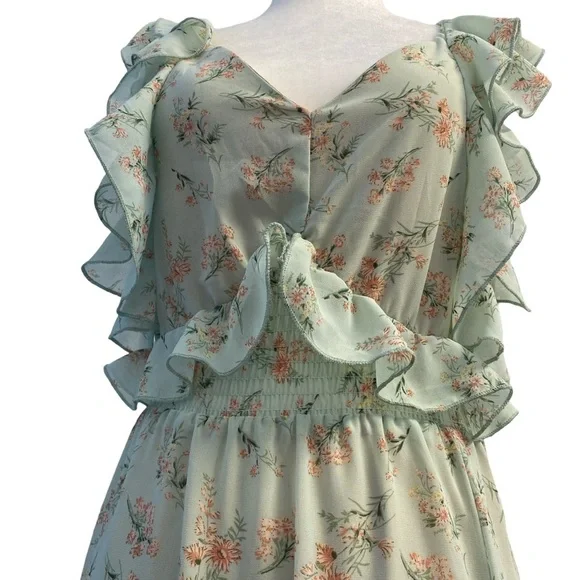 Dex Ruffled-Bodice Tie-Back Floral Dress Size S NWT - Picture 9 of 13